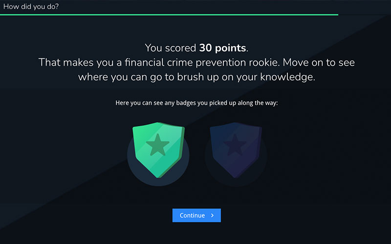 quiz with points and badges
