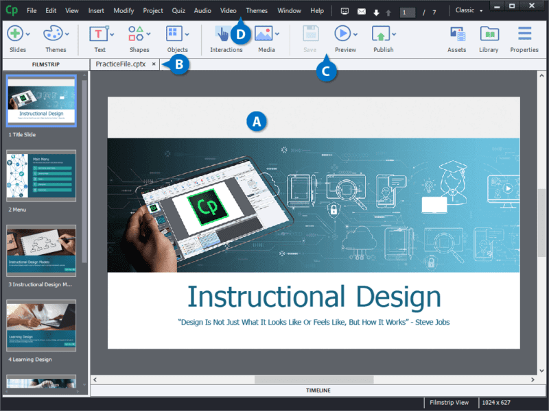 Elearning Authoring Tools Adobe Captivate interface
