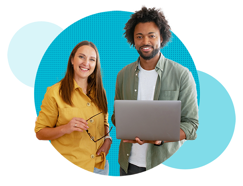 Man and woman with laptop