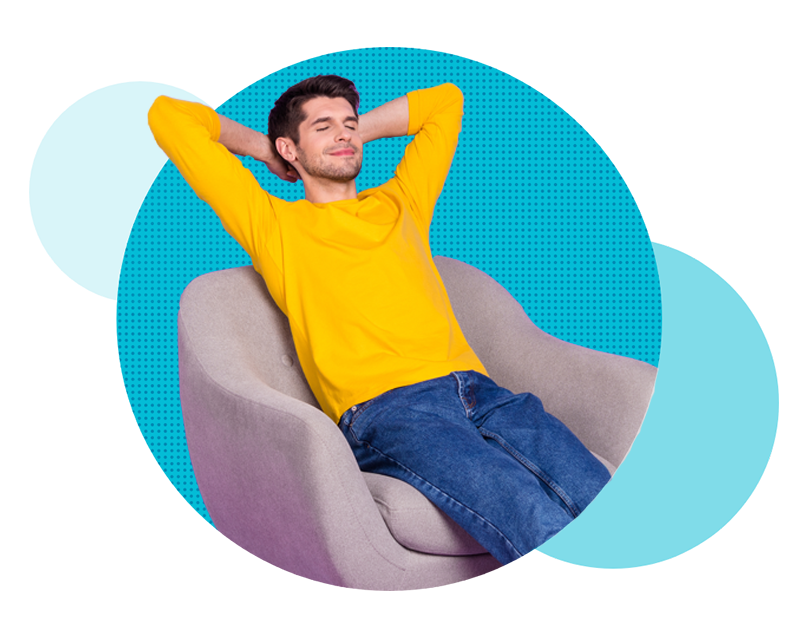 Man relaxing in chair setting SMEs up for success