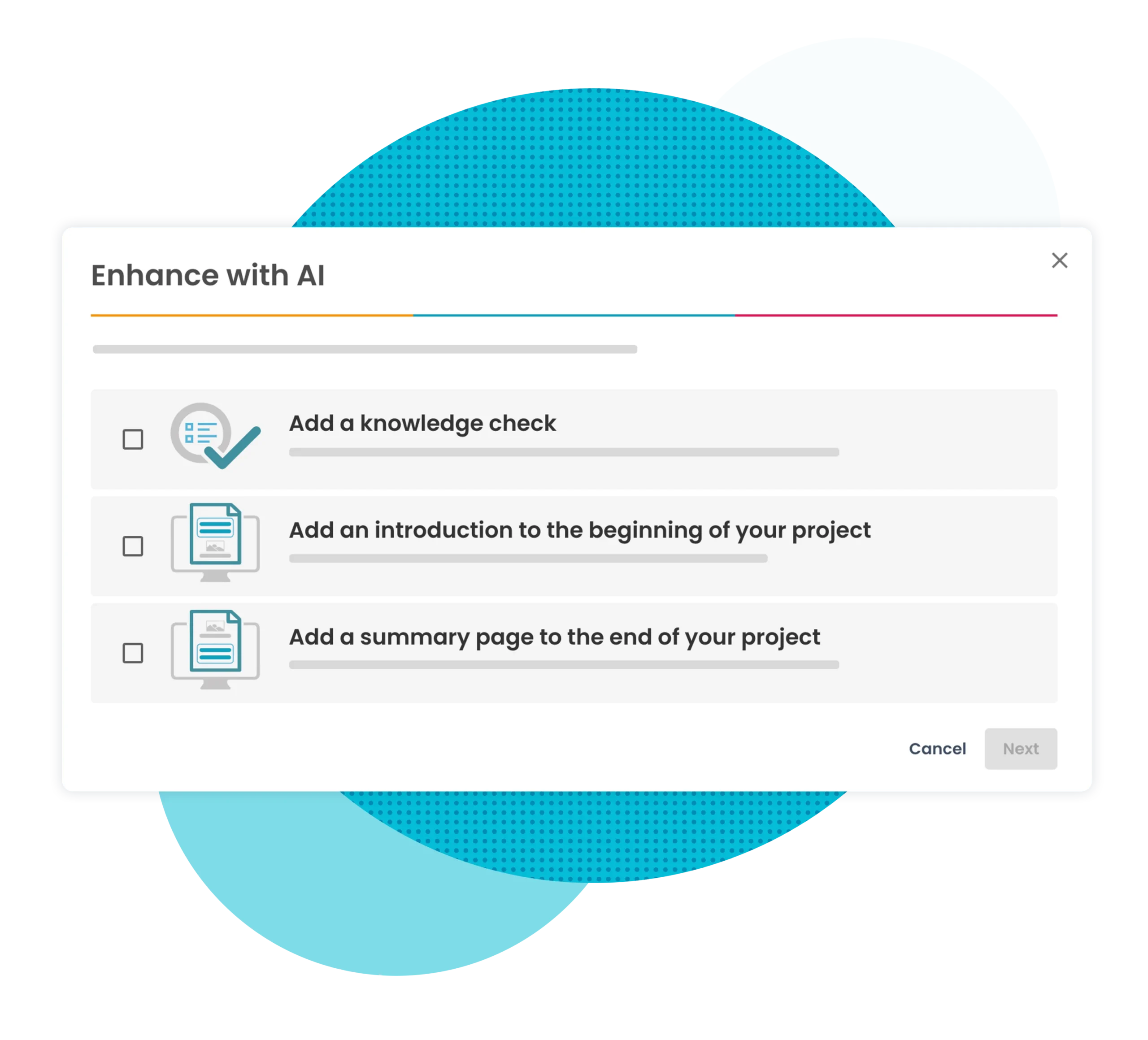 Enhance a project with AI in Elucidat