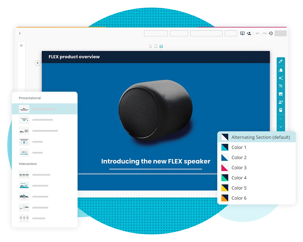 Elucidat's rapid authoring interface to create elearning